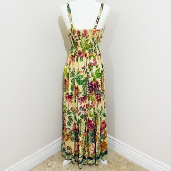 Anthropologie Me 2 Magic Yellow Tropical Floral Sleeveless Maxi Dress Size M NWT - Picture 4 of 7